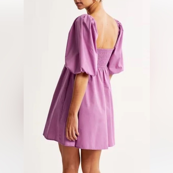 BNWT Emerson Poplin Puff Sleeve Mini Dress, purple, small - Picture 2 of 2